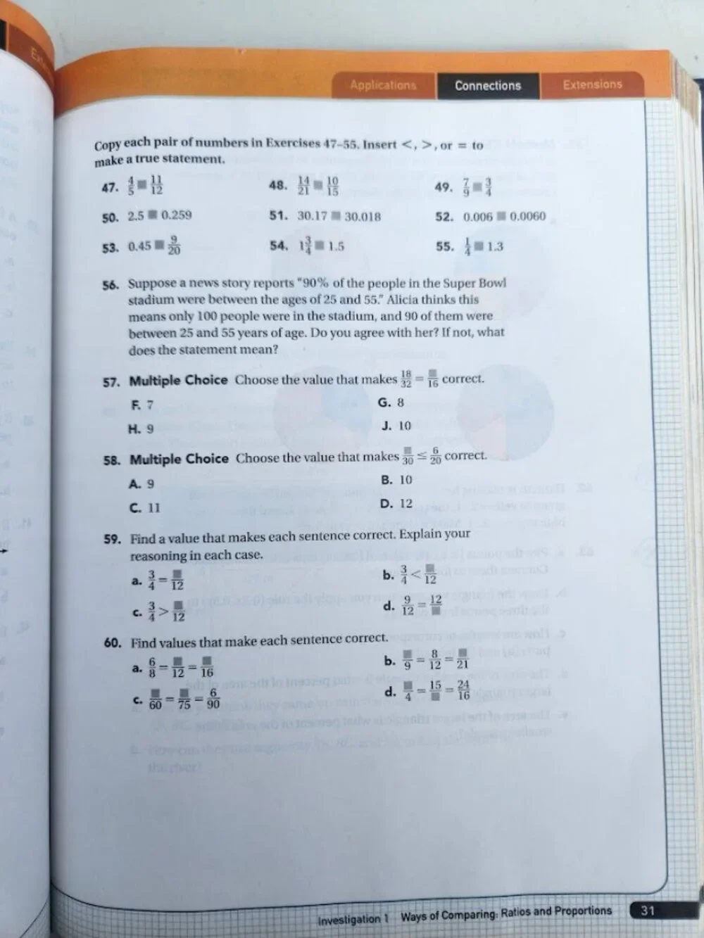 Connected Mathematics 3 Grade 7 CMP3 7th Grade Textbook Book Hardcover Pearson /